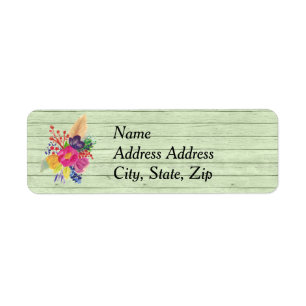 Rustic Country Green Mason Jar met Flowers Addres Etiket