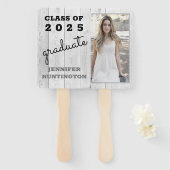 Rustic Country Grey Barnwood 2025 Afstuderen Handwaaier (Voorkant en achterkant)