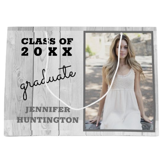 Rustic Country Grey Oak Foto 2025 Afstuderen Groot Cadeauzakje (Voorkant)
