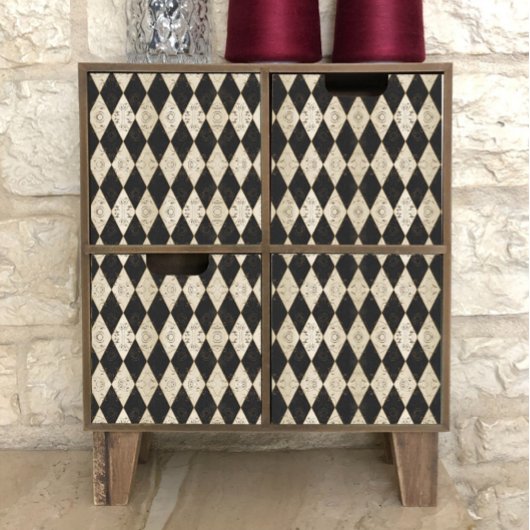 Rustic Country Harlequin Tan en Black Decoupage Tissuepapier