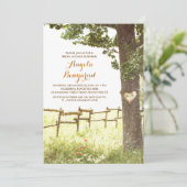 Rustic Country Heart Tree vrijgezellenfeest nodigt Kaart (Staand voorkant)