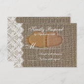 Rustic Country Hearts Burlap Lace Wedding RSVP (Voorkant / Achterkant)
