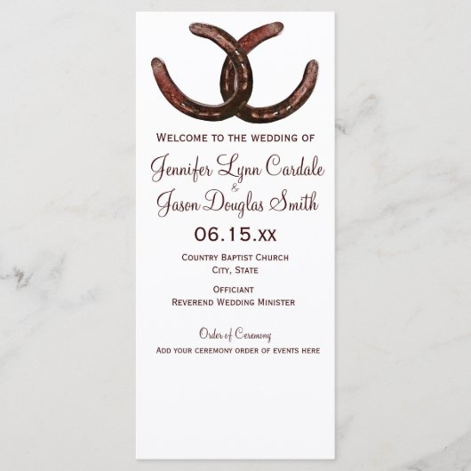 Rustic Country Hoefijzer Wedding Programs Programmakaart (Voorkant)