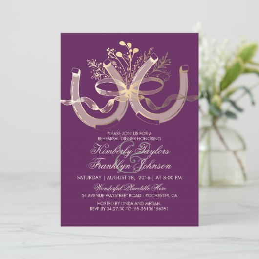 Rustic Country Hoefijzers Gouden repetitiediner Kaart (Staand voorkant)