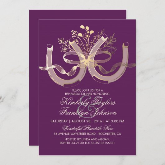 Rustic Country Hoefijzers Gouden repetitiediner Kaart (Voorkant / Achterkant)