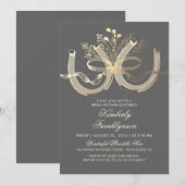 Rustic Country Hoefijzers Goudgrijs Vrijgezellenfe Kaart (Voorkant / Achterkant)