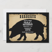 Rustic Country Hog Retirement Barbeque - BBQ Kaart (Voorkant)