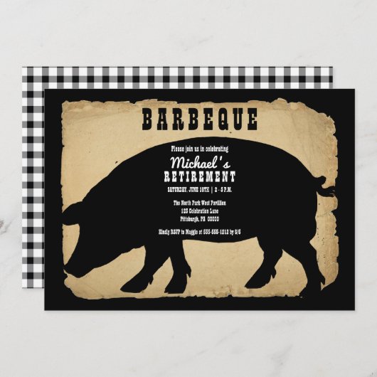 Rustic Country Hog Retirement Barbeque - BBQ Kaart (Voorkant / Achterkant)