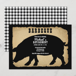 Rustic Country Hog Retirement Barbeque - BBQ Kaart