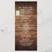 Rustic Country Hout & Verlichte Mason Jars Program Programmakaart (Achterkant)