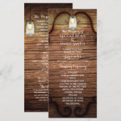 Rustic Country Hout & Verlichte Mason Jars Program Programmakaart (Voorkant / Achterkant)
