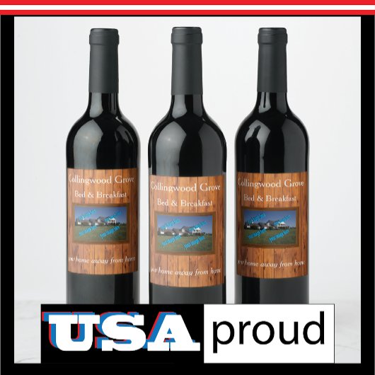 Rustic Country Inn 🤎 Gezellige Bed and Breakfast Wijn Etiket