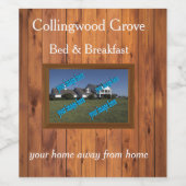 Rustic Country Inn 🤎 Gezellige Bed and Breakfast Wijn Etiket (Enkel label)