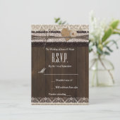 Rustic Country Jute Kant & Houten RSVP kaart (Staand voorkant)