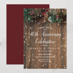 Rustic Country Kerst 40ste Huwelijksverjaardag Kaart