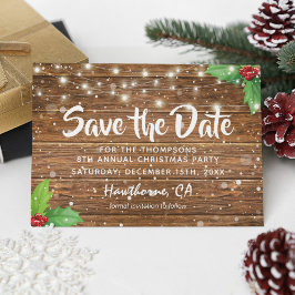 Rustic Country Kerstfeest Party Save the Date Aankondigingskaart