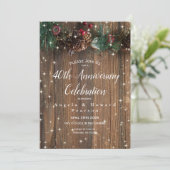 Rustic Country Kerstmis 40th Wedding Jubileum Kaart (Staand voorkant)