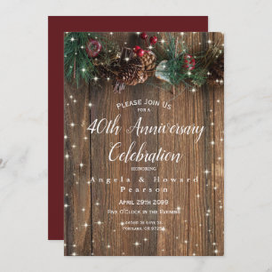 Rustic Country Kerstmis 40th Wedding Jubileum Kaart
