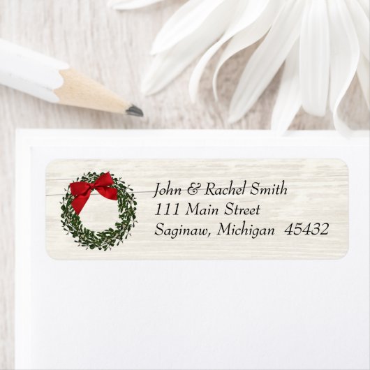 Rustic Country Kerstmis Wreated Address Label (Insitu)