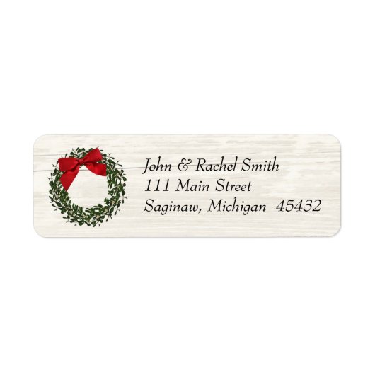Rustic Country Kerstmis Wreated Address Label (Voorkant)
