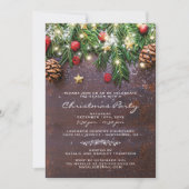 Rustic Country Kerstvakantie Feest Kaart (Voorkant)