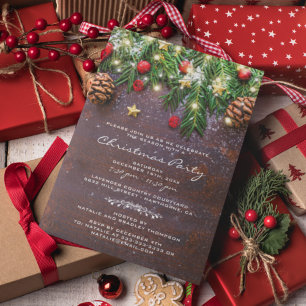 Rustic Country Kerstvakantie Feest Kaart