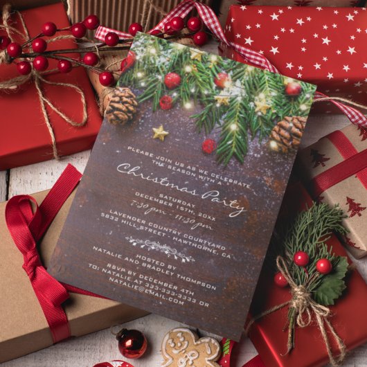 Rustic Country Kerstvakantie Feest Kaart