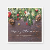 Rustic Country Kerstvakantie Feest Servetten (Voorkant)