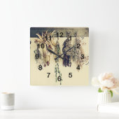 rustic country kitchen - dried herbs vierkante klok (Huis)