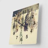 rustic country kitchen - dried herbs vierkante klok (Hoek)