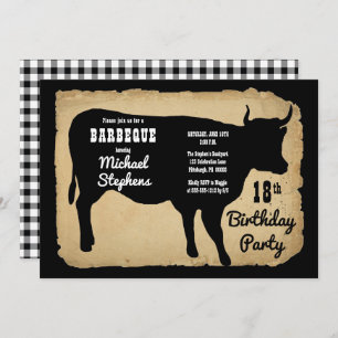 Rustic Country Koe 18th Birthday Party Barbeque Kaart