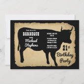 Rustic Country Koe 21st Birthday Party Barbeque Kaart (Voorkant)