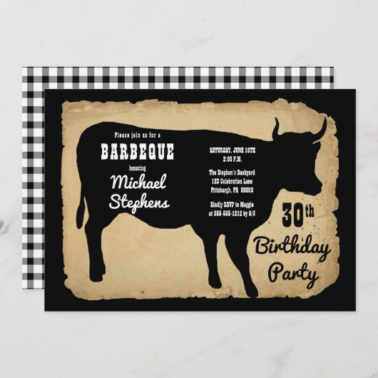Rustic Country Koe 30th Birthday Party Barbeque Kaart (Voorkant / Achterkant)