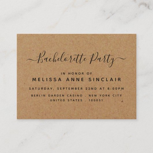 Rustic Country Kraft Bachelorette Party Ticket (Voorkant)