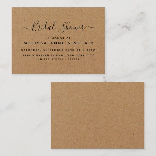 Rustic Country Kraft Vrijgezellenfeest Ticket Invi (Voorkant / Achterkant)