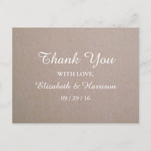 Rustic Country Kraft Wedding Bedankt Briefkaart