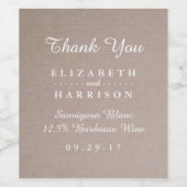 Rustic Country Kraft Wedding Dank je wel Wijn Etiket (Enkel label)