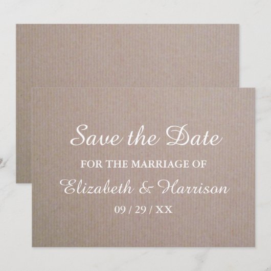 Rustic Country Kraft Wedding Save the Date (Voorkant / Achterkant)