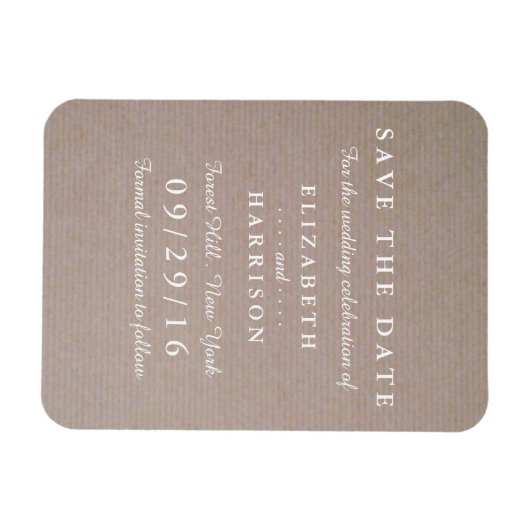 Rustic Country Kraft Wedding Save the Date Magneet (Horizontaal)