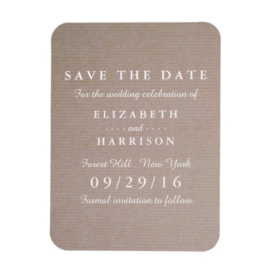 Rustic Country Kraft Wedding Save the Date Magneet (Verticaal)