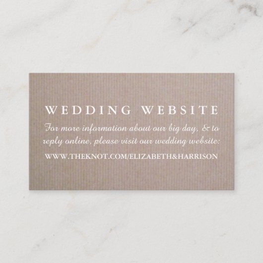 Rustic Country Kraft Wedding Website Informatiekaartje (Voorkant)