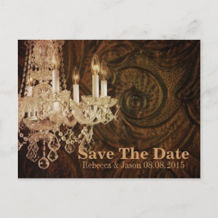 Rustic Country kroonluchter bruiloft save the date Aankondigingskaart