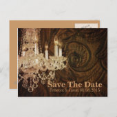Rustic Country kroonluchter bruiloft save the date Aankondigingskaart (Voorkant / Achterkant)