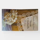 Rustic Country Lace Barn Wedding Spandoek (Horizontaal)