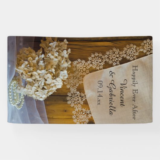 Rustic Country Lace Barn Wedding Spandoek (Horizontaal)