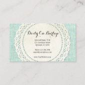 Rustic Country Lace Doily on Aqua Blue Burlap Visitekaartje (Voorkant)