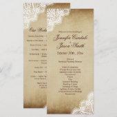 Rustic Country Lace Edge Vertical Wedding Programm Programmakaart (Voorkant / Achterkant)