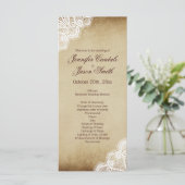 Rustic Country Lace Edge Vertical Wedding Programm Programmakaart (Staand voorkant)
