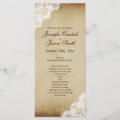 Rustic Country Lace Edge Vertical Wedding Programm Programmakaart (Voorkant)