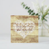 Rustic Country Lace Heart Barn Wedding Invitations Kaart (Staand voorkant)